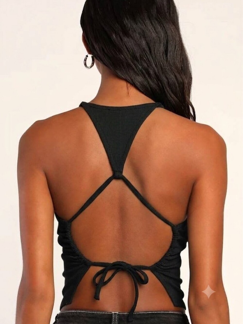 Lulu's Black Ribbed Halter Top
